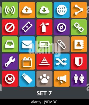 Trendige Vektor-Icons mit Schatten. Set 7 Stock Vektor