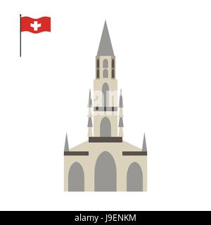 Berner Münster. Wahrzeichen der Schweiz. Architektur-Attraktion des Landes. Vektor-illustration Stock Vektor