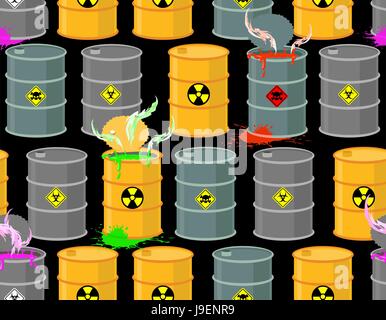 Biohazard Musterdesign. Offenen Fässern von radioaktiven und toxischen Stoffen. Gefahr für das Leben. Vektor-Illustration. Stock Vektor