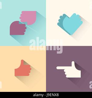 Hand-Gesten-Logo-set.symbol der Freundschaft, das Symbol der Liebe. OK wie Handzeichen Vektor-Logo. Stock Vektor