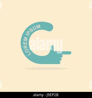 Logo-Hand. Buchstabe C. deuten Geste Hände Stock Vektor
