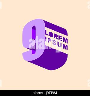 Nummer 9 3D-Logo, Vektor-Design Vorlagenelemente. Ziffer neun Stock Vektor