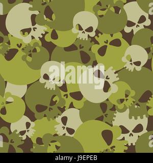 Militärische Struktur der Schädel. Armee nahtlose Tarnmuster aus Kopf Skeletten. Beängstigend nahtlose Hintergrund für Soldaten. Stock Vektor