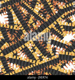 Nahtlose Muster Kugeln. Viele militärische Bandelier. Armeeausrüstung Textur. Band Kugeln Soldaten Zubehör. Stock Vektor