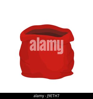 Öffnen Sie leeren Sack Santa Claus. Rote große Tasche für Geschenke. Weihnachten und Neujahr Urlaub Tasche Stock Vektor