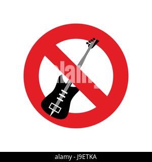 Musik zu stoppen. Verbot für Rockmusik. Roten abschreckenden Charakter. Verbotene e-Gitarre. Stock Vektor