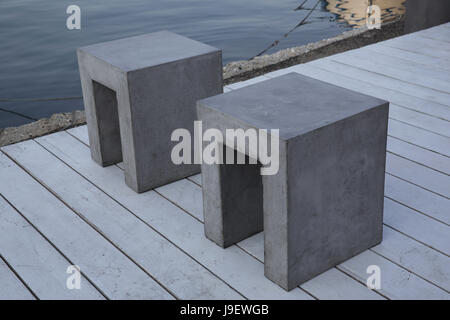 Platz am Hafen, Vathy, Meganisi, Griechenland Stockfoto