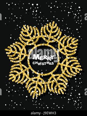 Goldene Schneeflocke.  Frohe Weihnachten. Stilvollen dunklen Grußkarten für Silvester. Luxuri Schnee. Stock Vektor