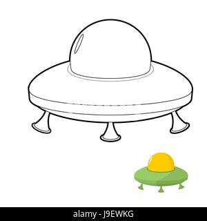 UFO-Malbuch. Vektor-Illustration von einem fremden Raum-Transport. Stock Vektor