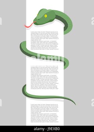 Schlange umschlingt. Mit Platz für Text. Vektor-Illustration. Reptil ein leeren Zeichen umwickelt. Stock Vektor