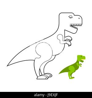 T-Rex Dinosaurier Malbuch. Unheimlich große Tyrannosaurus. Prähistorische Reptilien mit großen Zähnen. Große grüne Jurassic Raubtier Stock Vektor
