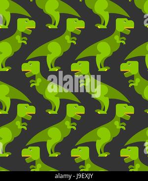 T-Rex Tyrannosaurus Musterdesign. Hintergrund der großen grünen prähistorische Raubtier. Retro-Textur des alten Reptil auf Kinder Stoff. Niedliche dinosa Stock Vektor