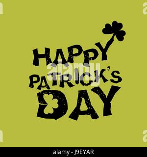 Patricks Freudentag. Logo für Urlaub in Irland. Klee Grunge. Kleeblatt-Logo für St. Patricks day Stock Vektor
