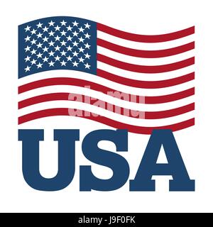 Flagge USA. Entwicklung von Amerika Flagge auf weißem Hintergrund. Patriotische Darstellung. Nationalen Staatssymbol Land Amerikas. Zeichen-USA Stock Vektor