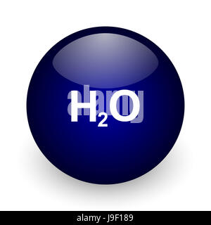 Wasser blau glänzende Kugel-Web-Symbol auf weißem Hintergrund. Runde 3D-Render Taste. Stockfoto