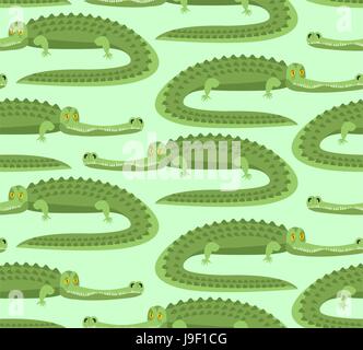 Krokodil Musterdesign. Gute Kaiman Ornament. Wildes Tier. Grüne Reptil Textur. Alligator Hintergrund. Großes Wasser Reptilien. Große afrikanische Raubtier. Stock Vektor