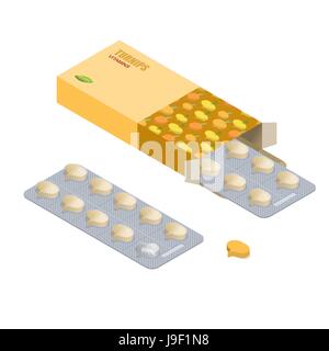 Rübe Vitamine. Vegetarisch-Pillen. Tabletten in der Packung. Natürliche Produkte für Gesundheit in Form von frischen Birne. Medikament pflanzlich. Medikamente. Stock Vektor