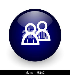 Forum blau glänzende Kugel-Web-Symbol auf weißem Hintergrund. Runde 3D-Render Taste. Stockfoto