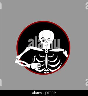 Skelett, Daumen nach oben zeigen. Das Zeichen ist alles in Ordnung. Glücklich Schädel. Knochen Hand zeigt ok. Geste der Hand. Gute Toten Stock Vektor