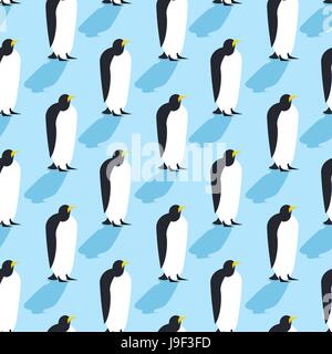 Pinguine Musterdesign. Arktische Tiere Textur. Vögel-Antarktis-Hintergrund. Herde von Tieren am Nordpol Stock Vektor