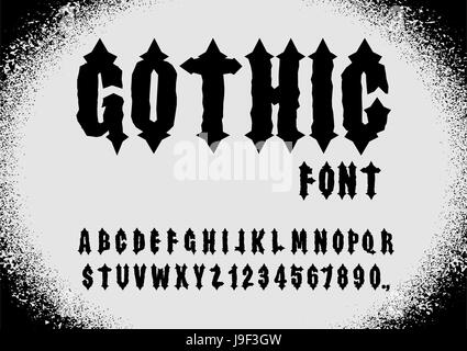 Gotische Schrift. Alte Schrift. Gotischer Schrift. Vintage Alphabet. Buchstaben und Zahlen Retro-Alphabet Gothic Stock Vektor
