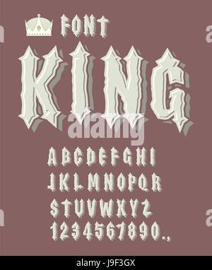 König Schriftart. Alte königliche Schriftart. ABC der Renaissance. Schriftart für König und Ritter. Stock Vektor