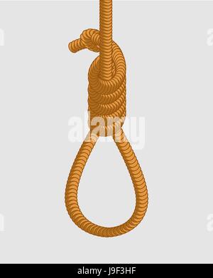 Henker isoliert. Schleife des Seils für Henker. Todesstrafe durch Erhängen. Ein Instrument der Folter in der Antike. Dicken geflochtenen Seil Seil mit einem kn Stock Vektor