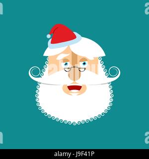 Santa Claus Lachen Emoji. Fröhlich Santa Gesicht Großvater mit Bart und Schnurrbart isoliert. Weihnachten-Avatare Stock Vektor