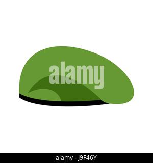 Military Green Beret. Soldaten-Kappe. Armee-Hut. Krieg-barret Stock Vektor