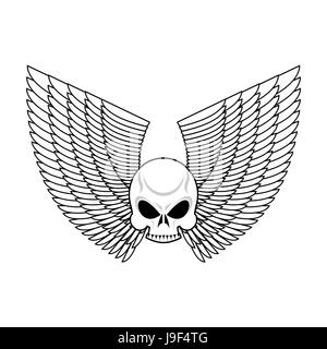 Totenkopf mit Flügel Emblem. Fliegendes Skelett Kopf logo Stock Vektor