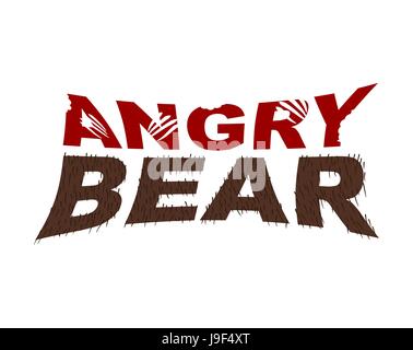 Angry Bear-Emblem. Buchstaben zu beißen. Fell-Typografie Stock Vektor