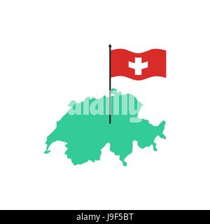 Schweiz-Karte und Flagge. Schweizer Staat Sign. Geographie des Landes symbol Stock Vektor