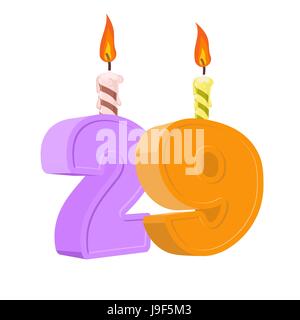 29 Jahre Geburtstag. Anzahl mit festliche Kerze für Urlaub Kuchen. neunundzwanzig Jubiläum Stock Vektor