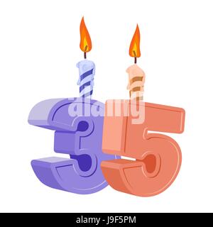 35 Jahre Geburtstag. Anzahl mit festliche Kerze für Urlaub Kuchen. Fünfunddreißig Jahre Stock Vektor