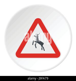 Schild Achtung Wild Symbol, flachen Stil Stock Vektor