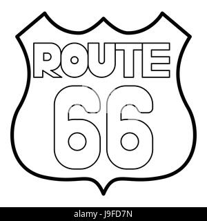 Route 66 Schild-Symbol, Umriss-Stil Stock Vektor