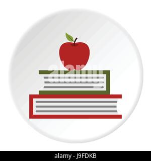 Apple und Bücher-Symbol, flachen Stil Stock Vektor