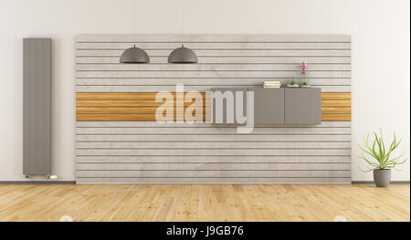 Leeren Raum mit Holz und Beton Dekorplatte - 3d rendering Stockfoto