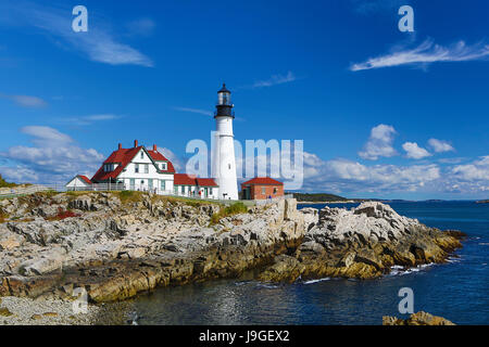 Portland, Maine, USA und Portland Stadt Kopf leichte Station, Fort Williams Park Cape Elizabeth Stockfoto