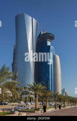 Katar, Doha City, Al Bidda Tower, World Trade Center und Burj Katar s. Stockfoto