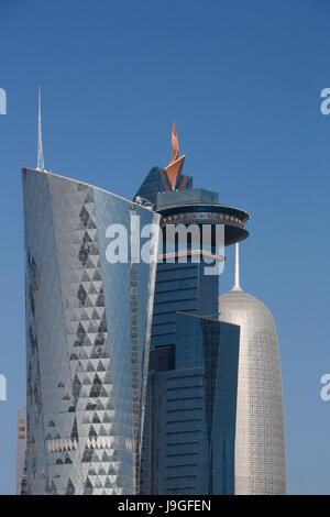 Katar, Doha City, Al Bidda Tower, World Trade Center und Burj Katar s. Stockfoto