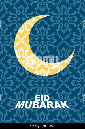 Muslimische Gemeinschaft Festival Eid Mubarak mit hängenden Mond Stock Vektor