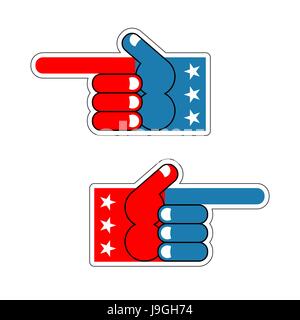 Schaum Finger USA Patriot. Amerikanische Hand-Symbol. Ausdruck von Gefühlen. Muster der Flagge von Amerika Stock Vektor