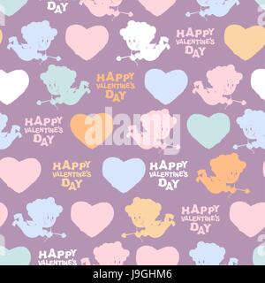 Romantische Musterdesign: Amor und Herzen. Happy Valentines Day. Hintergrund zum Valentinstag für 14 Februar Stock Vektor