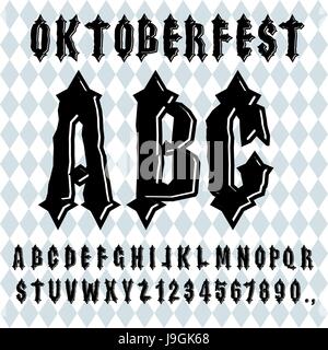 Oktoberfest-Schriftart. Alten gotischen Alphabet. Vintage Typografie. Alte Briefe. ABC zum Nationalfeiertag in Deutschland Stock Vektor