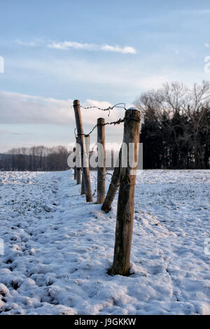 Landschaft in der Nähe von Kaufbeuren, Allgäu im Winter. Stockfoto