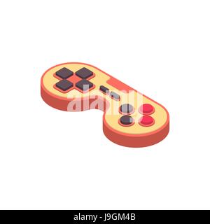 Joystick Retro-Isometrie isoliert. Gamepad Spiel Konsole 8bit. Retro-Videospiel-controller Stock Vektor