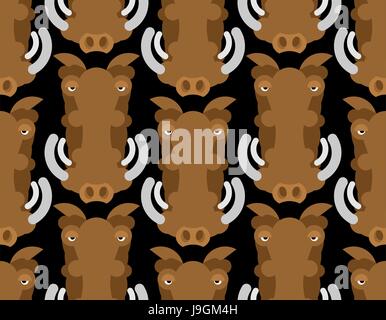 Warzenschwein Keiler Musterdesign. Afrikanische Schwein Ornament. Wildes Tier Hintergrund Stock Vektor