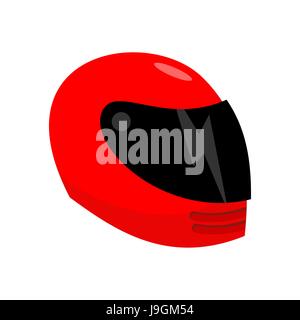 Motorradhelm rot isoliert. Racer Helm auf weißem Hintergrund Stock Vektor