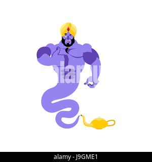 Flaschengeist zwinkert Emoji. Magische Geist Daumen nach oben. Arabische magische Geist avatar Stock Vektor